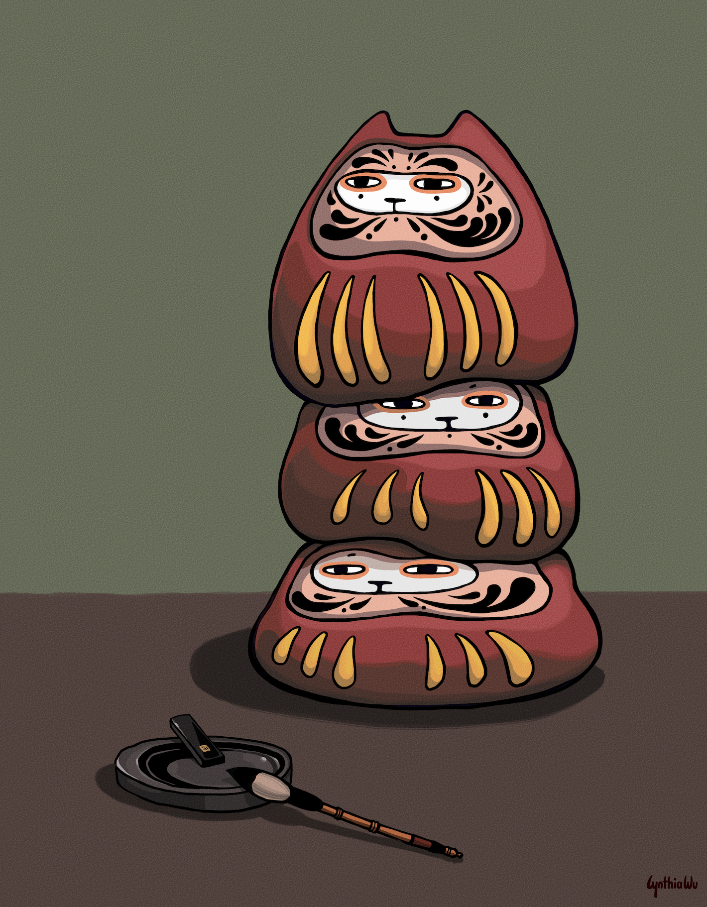 11x14 art print - daruma cat