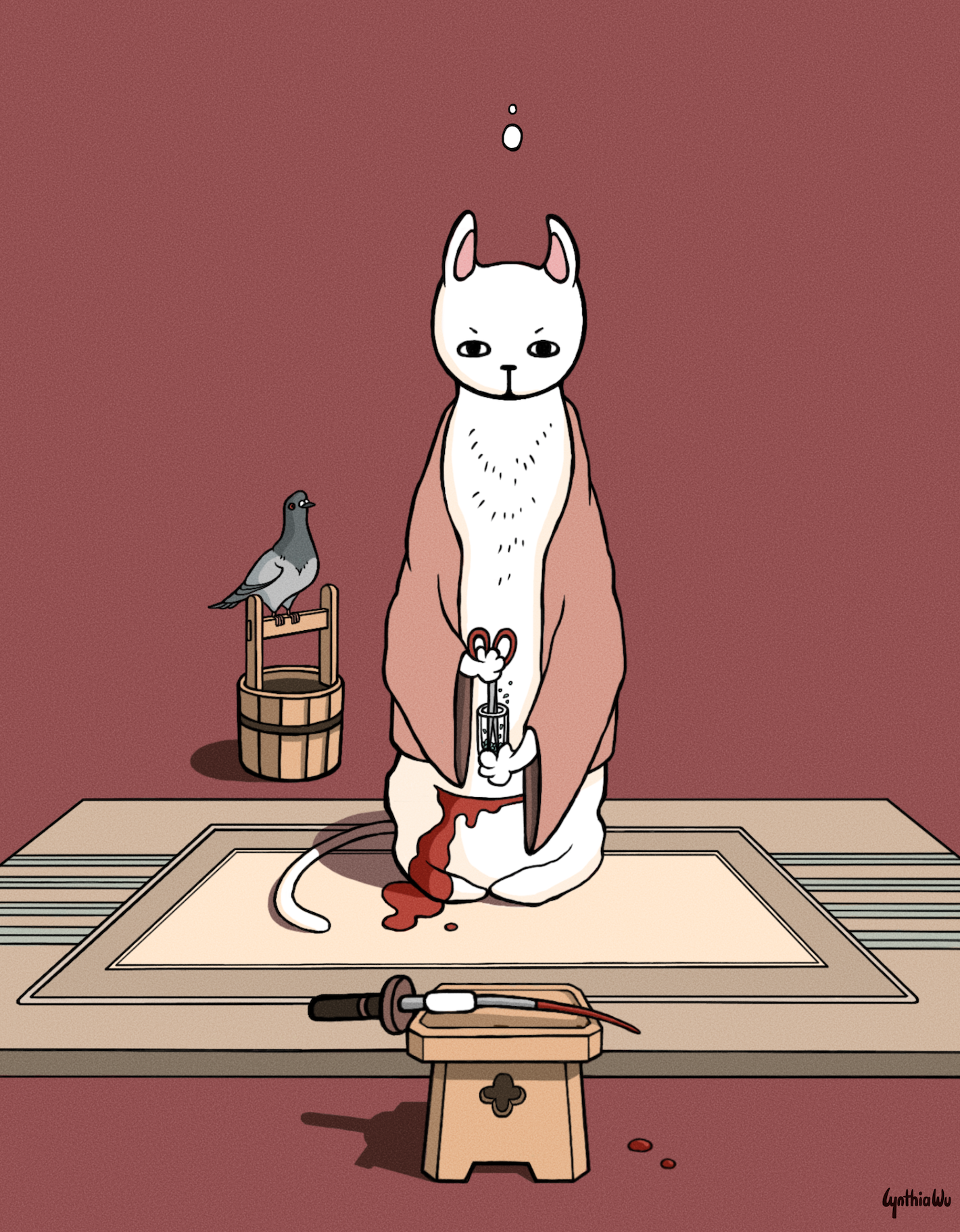11x14 art print -samurai cat